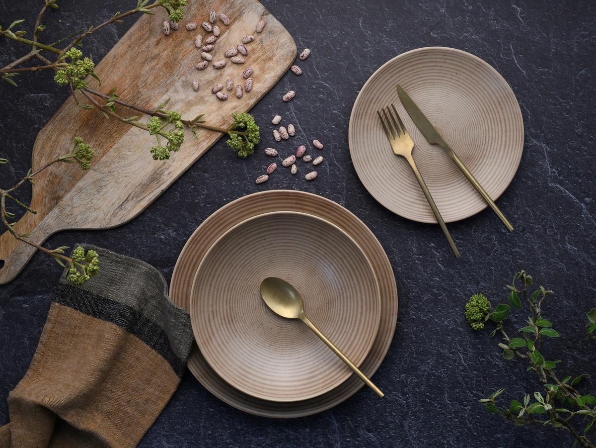 Tellerset 12 Tlg. Catania Steinzeug, Sandfarben - Design - Creatable