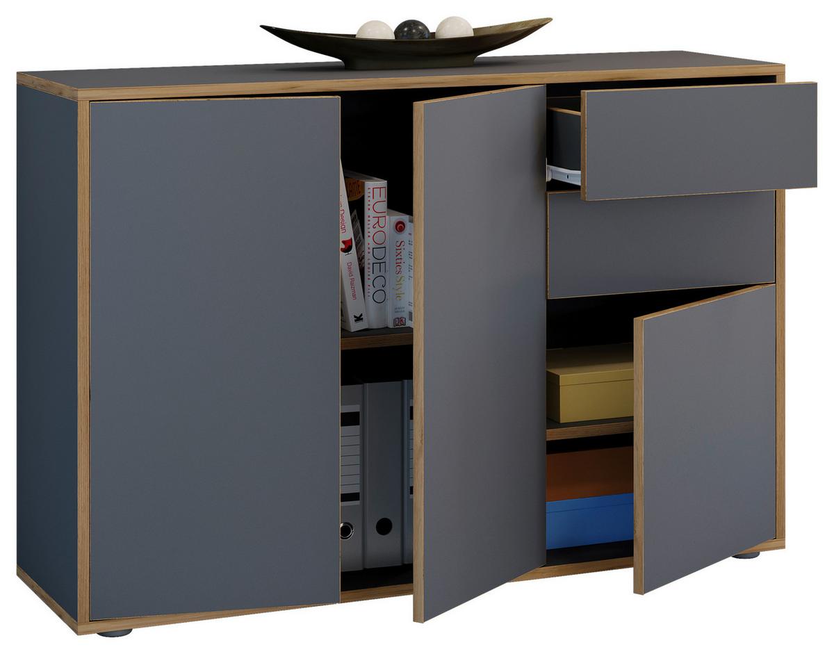 Komoda Salia, š: 110 cm - černá/antracitová, Design, kompozitní dřevo/plast (110/74/33cm) - MID.YOU