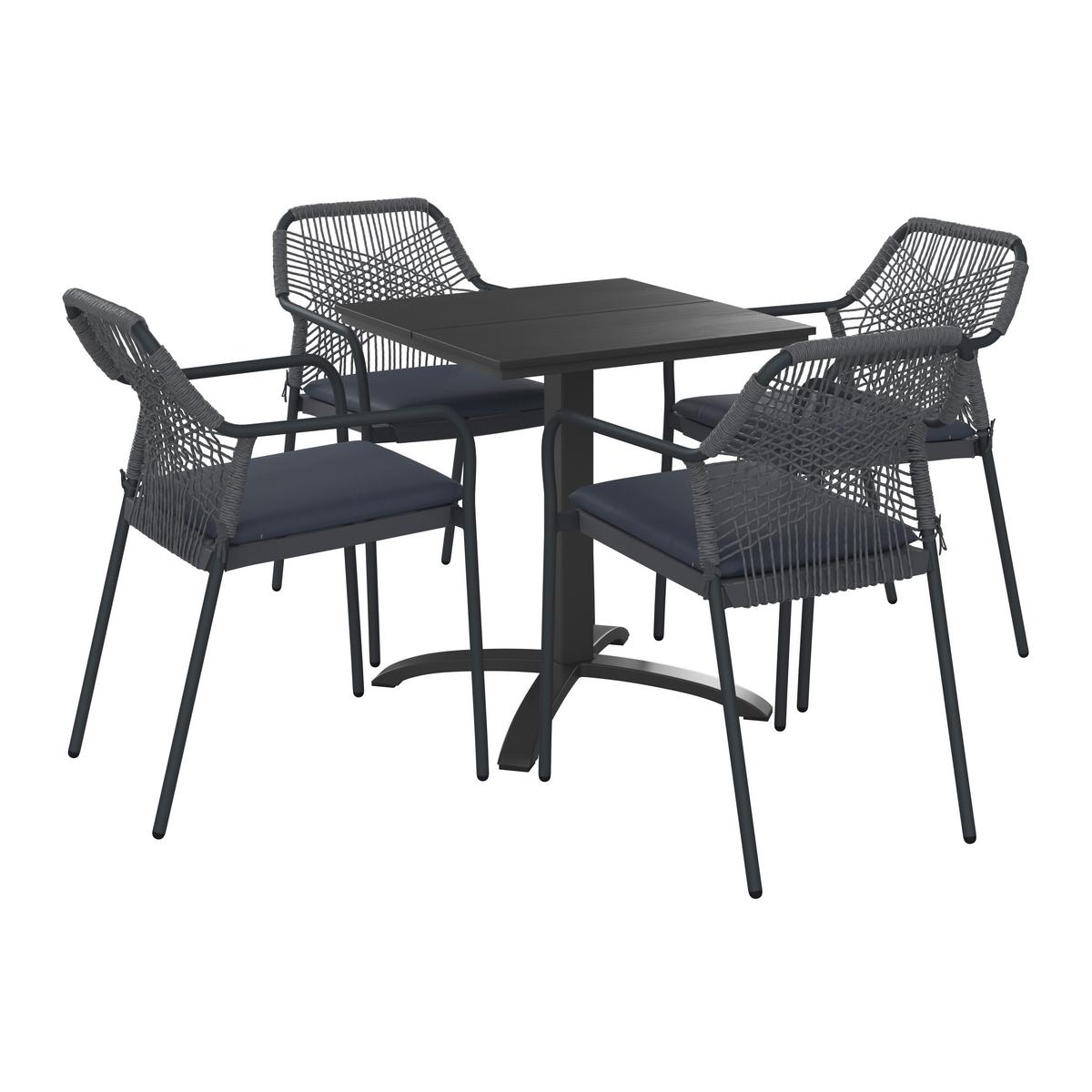 Gartentisch Dijon Metall/Kunststoff L 70 cm - Schwarz, MODERN, Kunststoff/Metall (70/72/70cm) - Beldano
