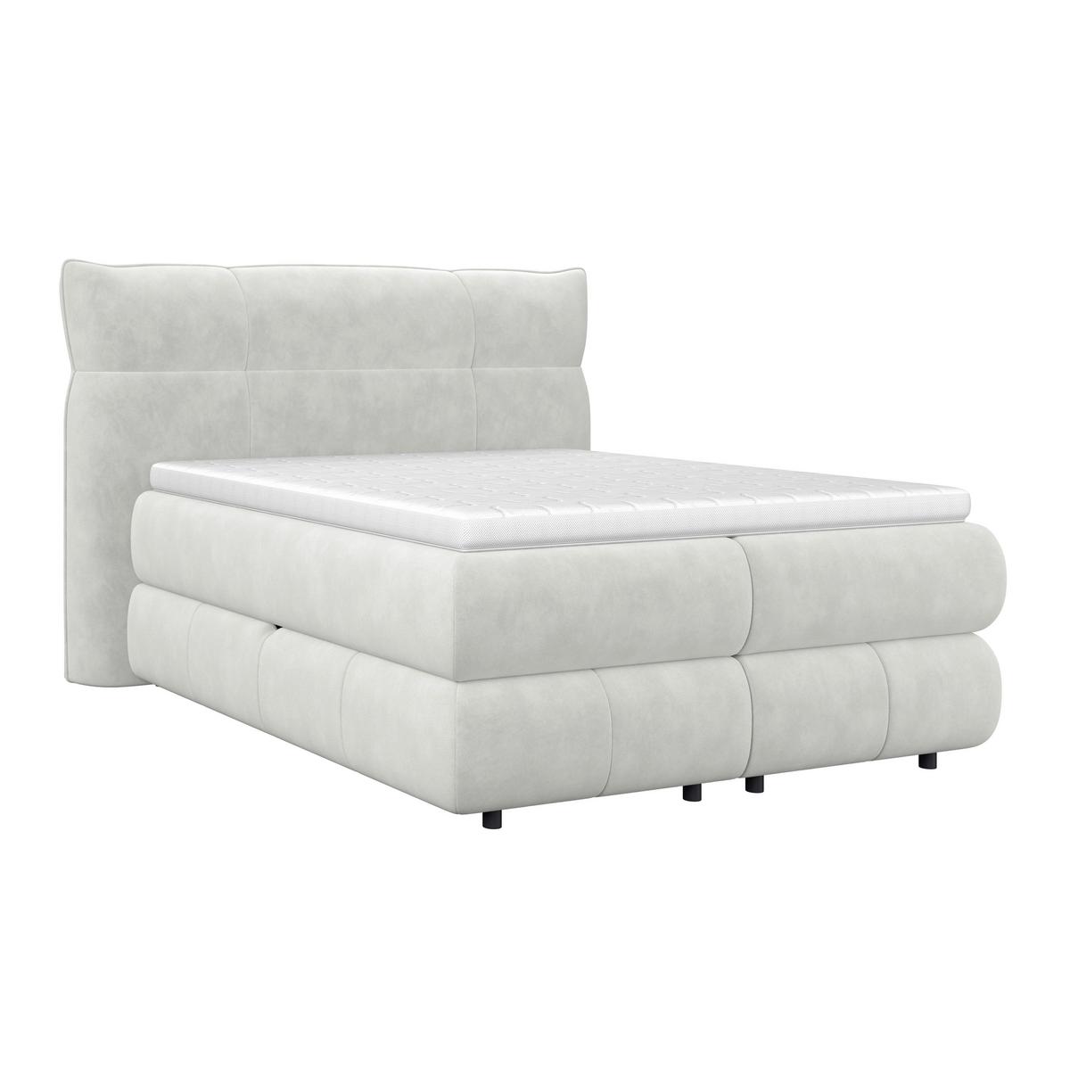 Boxspringbett Carmelo Creme 140x200 cm H3 - Creme/Schwarz, Trend, Textil (140/200cm)