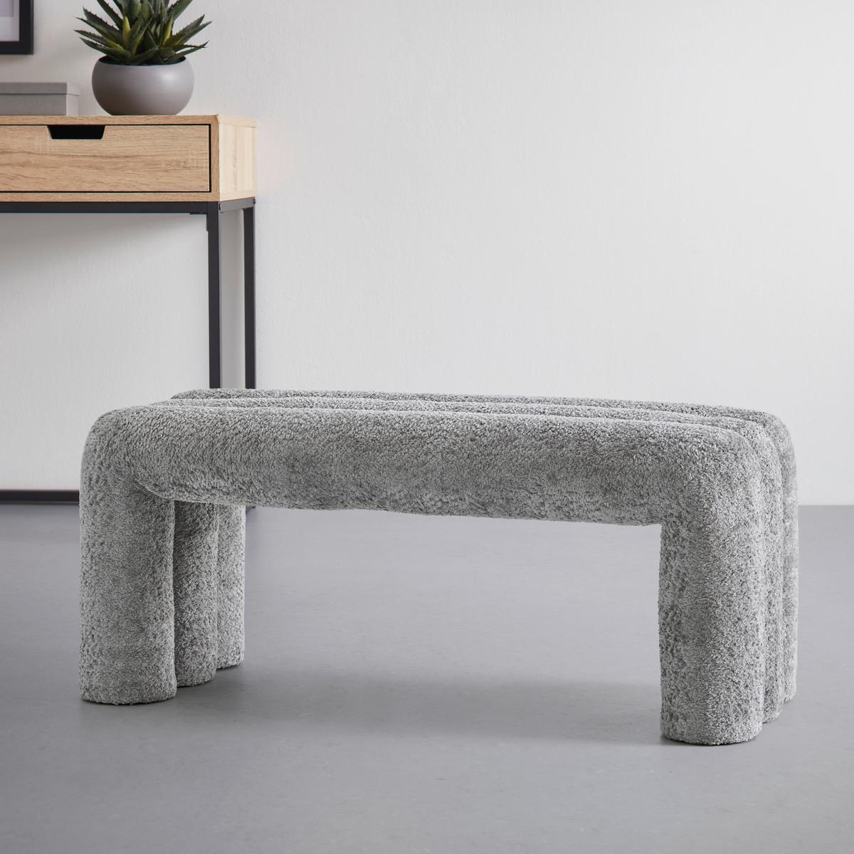 Lavica NALA 100 - sivá, Modern, kov/kompozitné drevo (100/43/42cm) - Premium Living