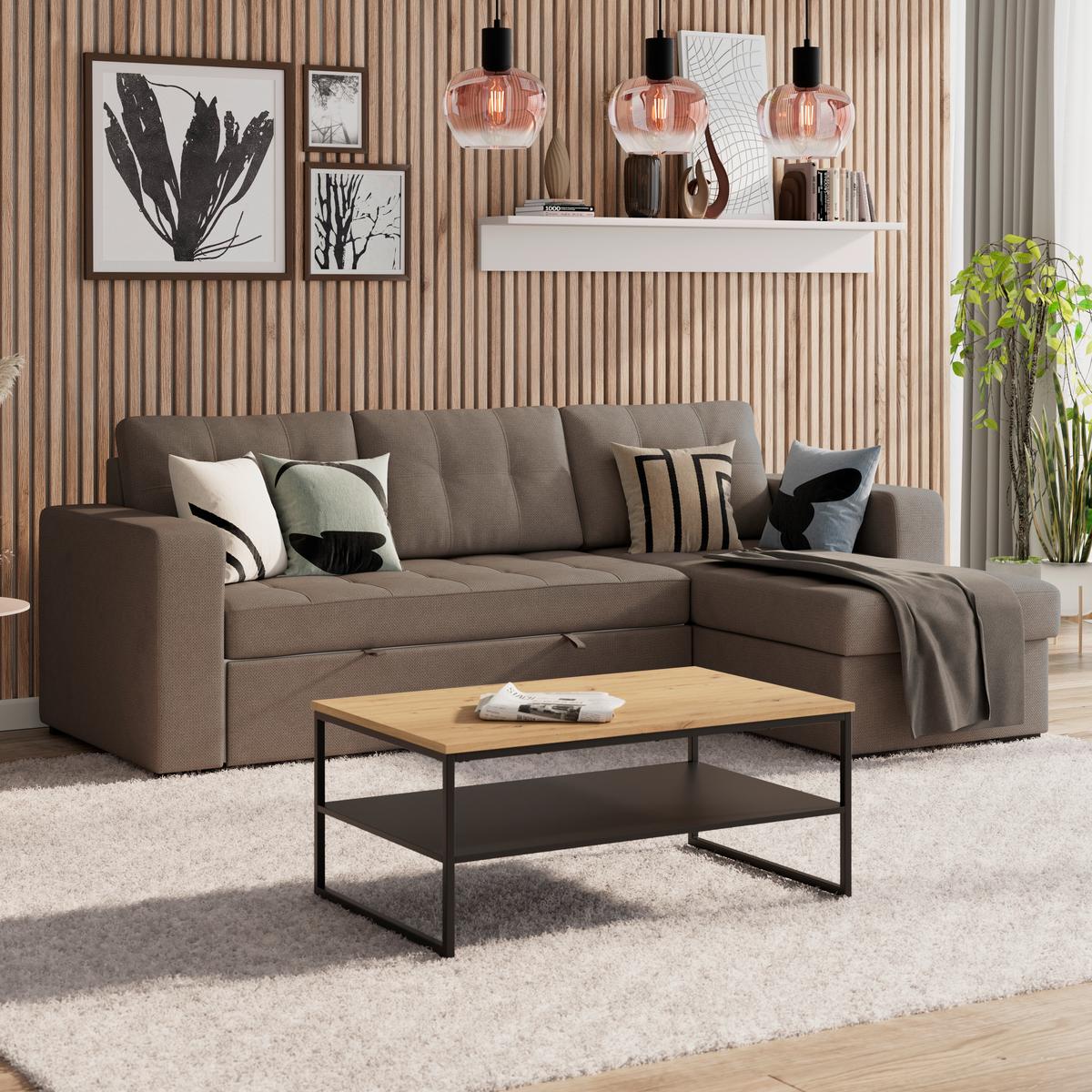 Ecksofa Turin Braun, 239x160cm - Braun, Trend, Holz/Textil (239/160cm)