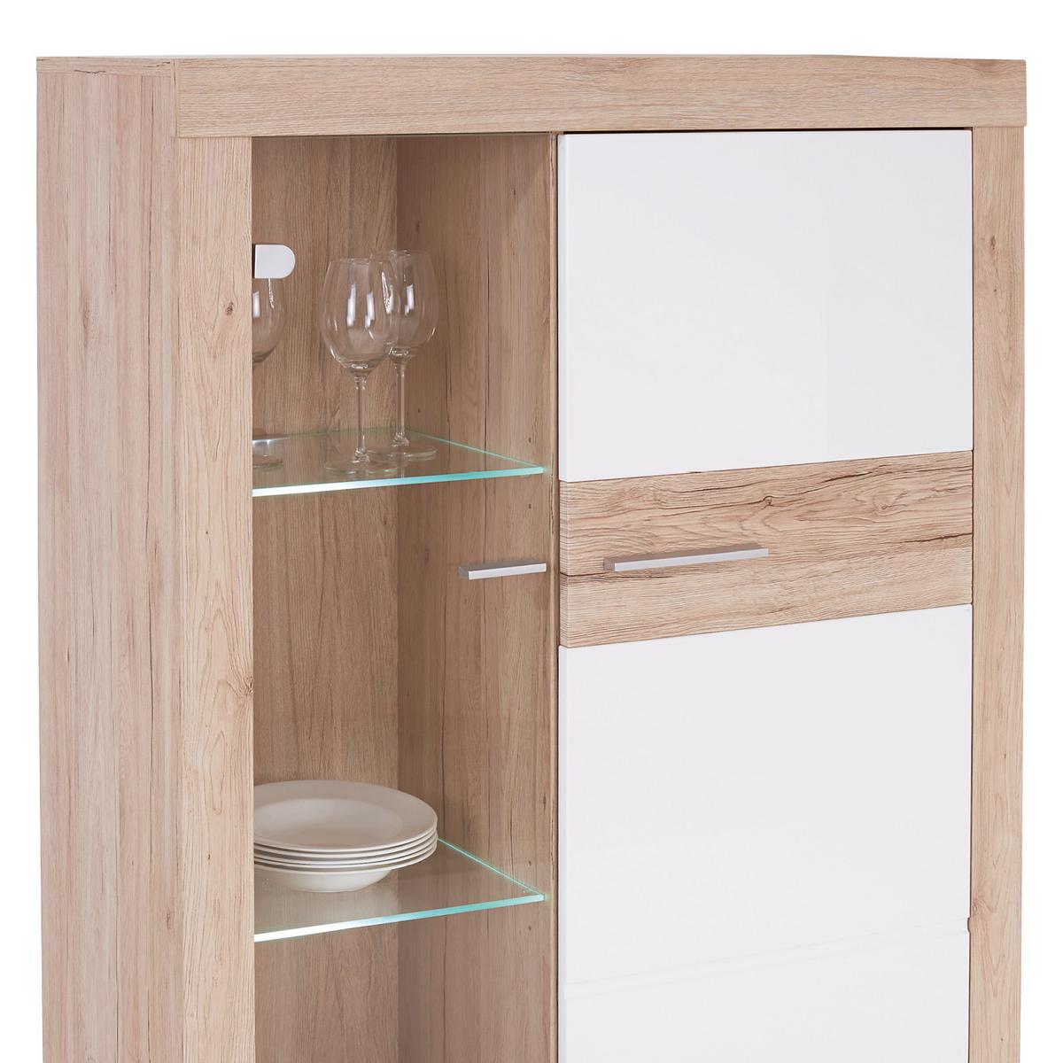 VITRÍNA MALTA - čierna/biela, Modern, kompozitné drevo/plast (96/132/35cm)