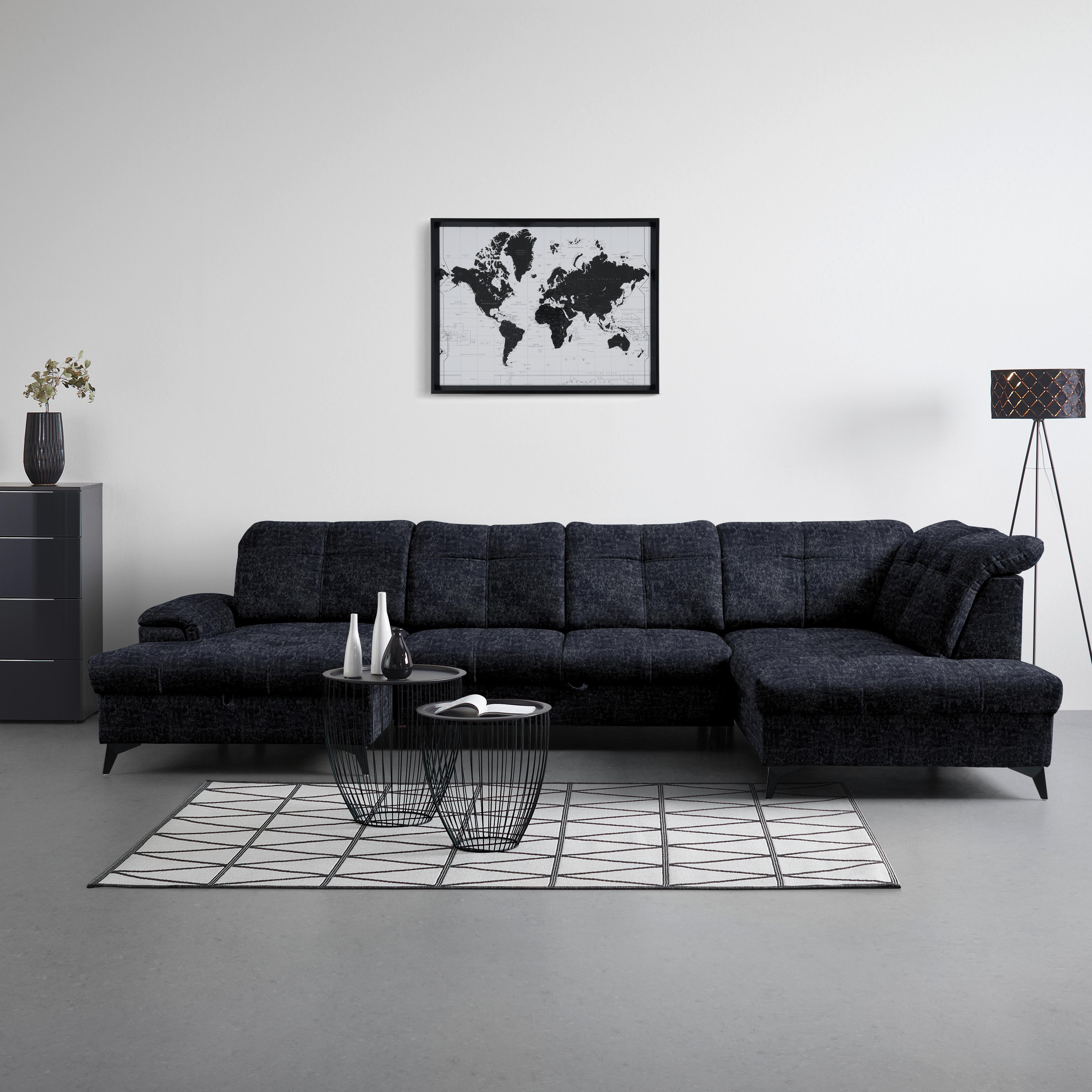 Rohová sedačka U SIERRA, pravá, antracitová INFINITY - antracitová, Moderní, kov/textil (181/364/230cm) - Mömax