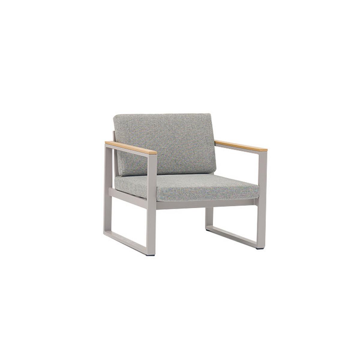 Loungegarnitur 4-Tlg. Marbella aus Metall/Glas mit Kissen - Weiß/Teakfarben, Basics, Glas/Metall (162/75/70cm)