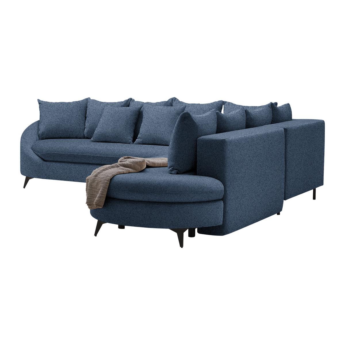Rohová sedačka AXEL, pravá, tmavě modrá tkanina - černá/tmavě modrá, Moderní, kov/textil (291/250cm) - Mömax
