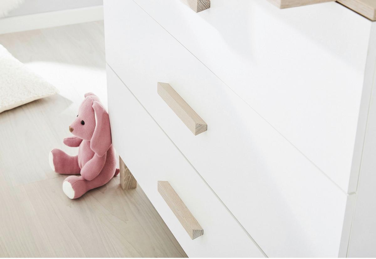 BABYZIMMER Weiss, Eichefarben - Eichefarben/Weiß, Design, Holzwerkstoff (145/77/84cm) - Pinolino