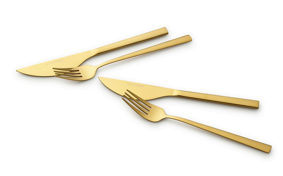 Pizzabesteck 4-Teilig Edelstahl für 2 Personen - Goldfarben, Basics, Metall (23cm) - Echtwerk