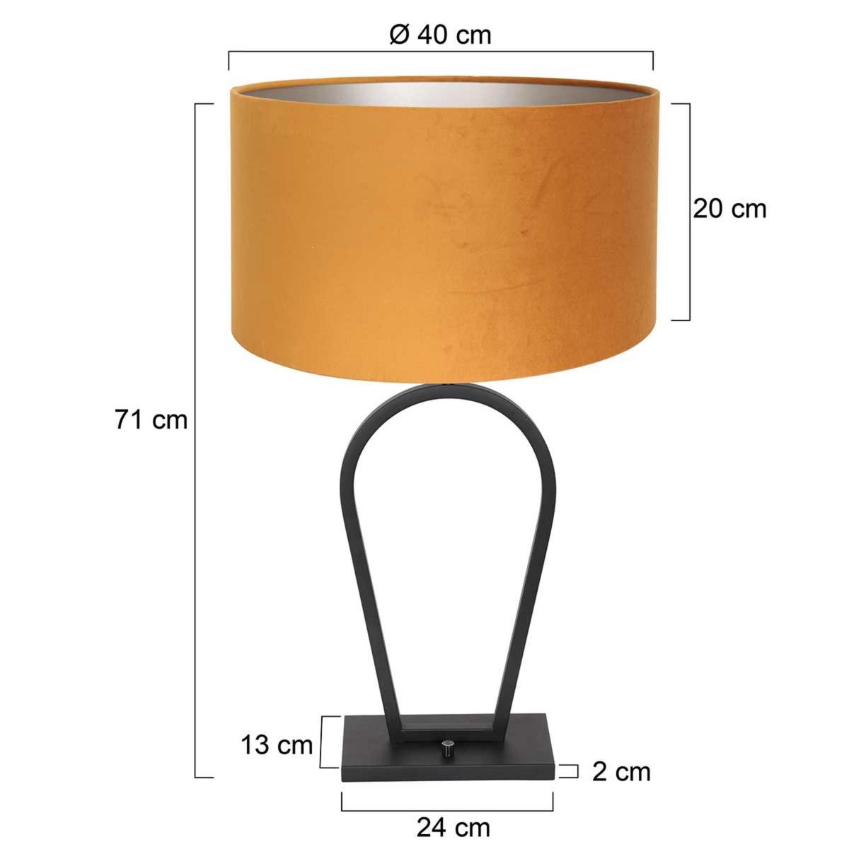 Tischleuchte Stang - Schwarz/Orange, Trend, Textil/Metall (40/71/24cm)