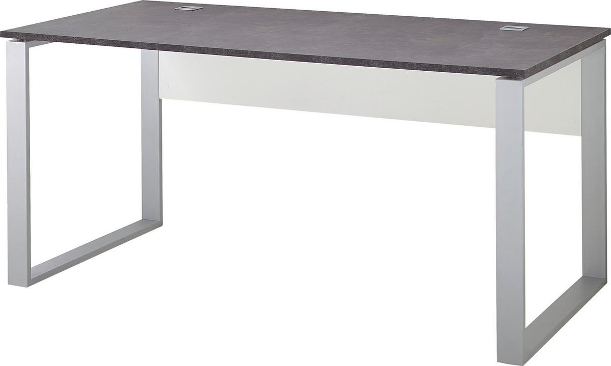 Schreibtisch B 158 H 75 cm Gw-Altino, Graphitfarben/Weiß - Graphitfarben/Weiß, KONVENTIONELL, Holzwerkstoff/Metall (158/75/79cm) - Germania