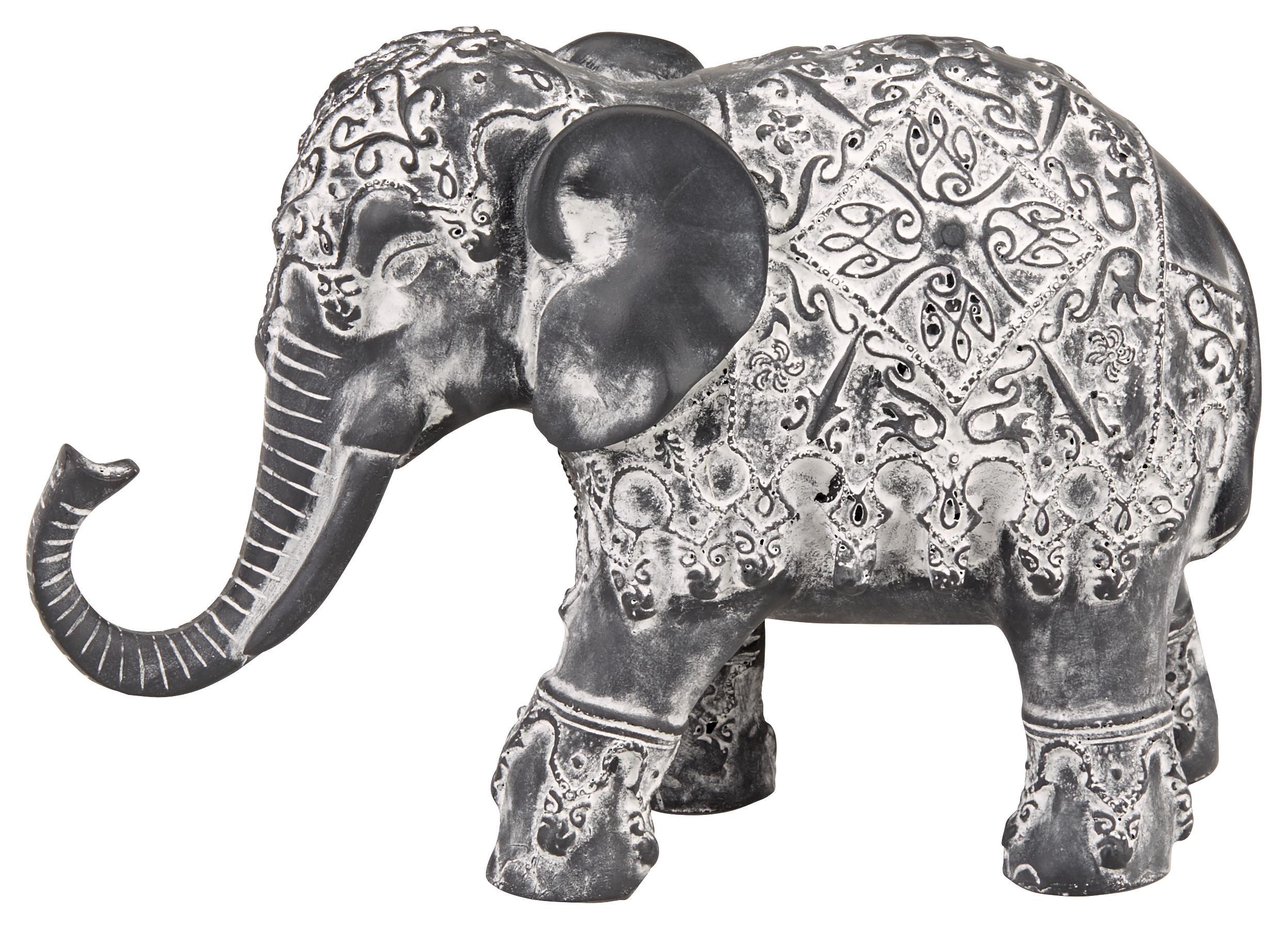 Dekor Elefánt Padma - Szürke, romantikus/Landhaus, Műanyag (18/7/12cm) - James Wood