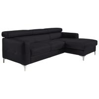 Ecksofa Sammy Schwarz Leder - Chromfarben/Schwarz, Design, Leder (226/169cm) - Livetastic