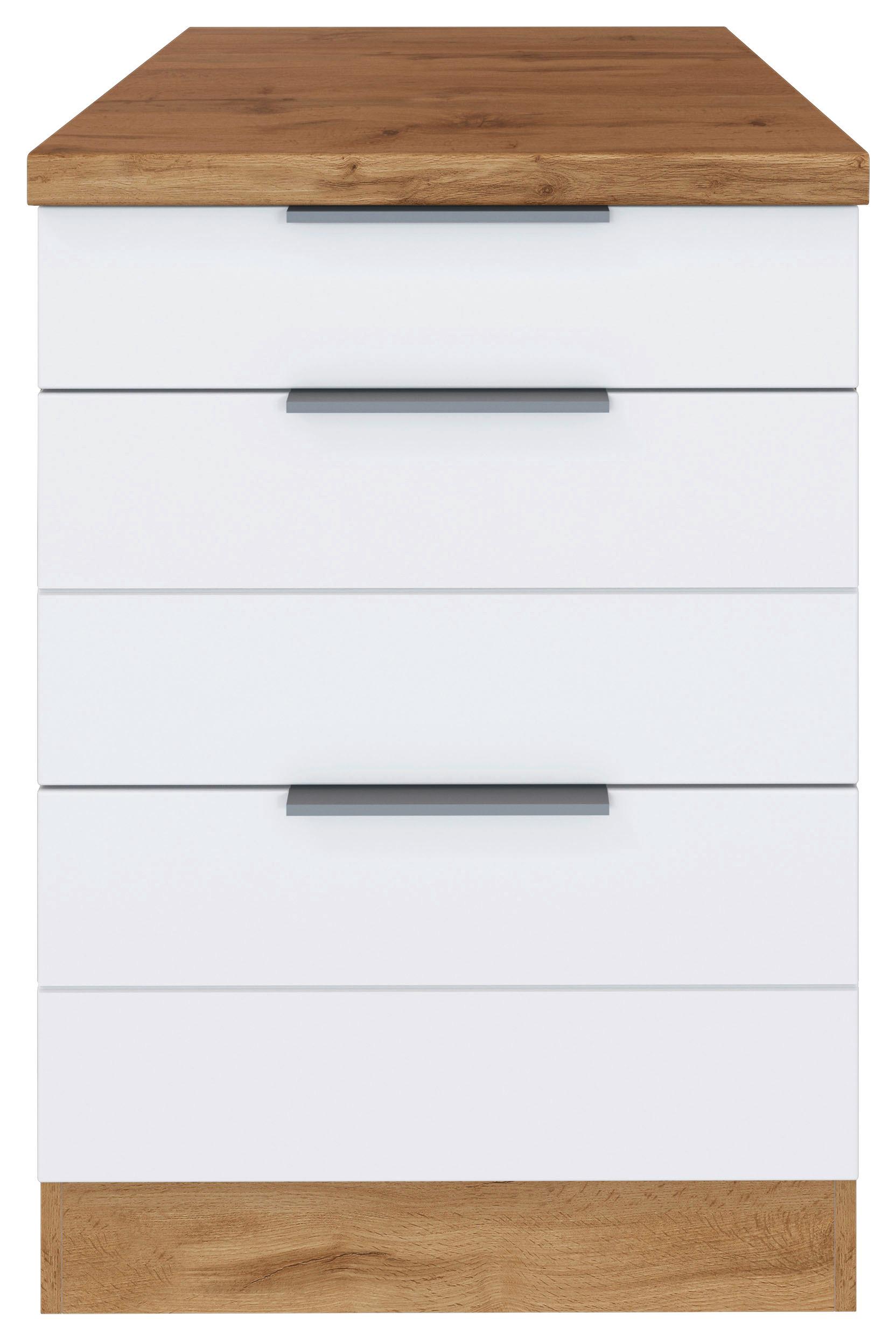 Küchenunterschrank Florenz B: 60 cm Weiß/Eiche Dekor 3 Laden - Eiche Wotan/Weiß, Design, Holzwerkstoff (60/86/60cm) - Held