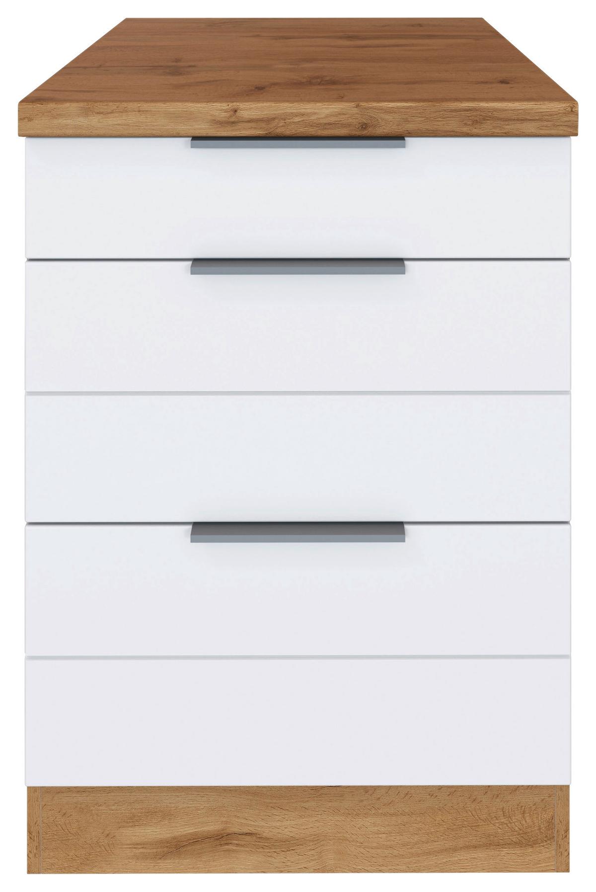 Küchenunterschrank Florenz B: 60 Cm Weiß/eiche Dekor 3 Laden - Eiche Wotan/Weiß, Design, Holzwerkstoff (60/86/60cm) - Held