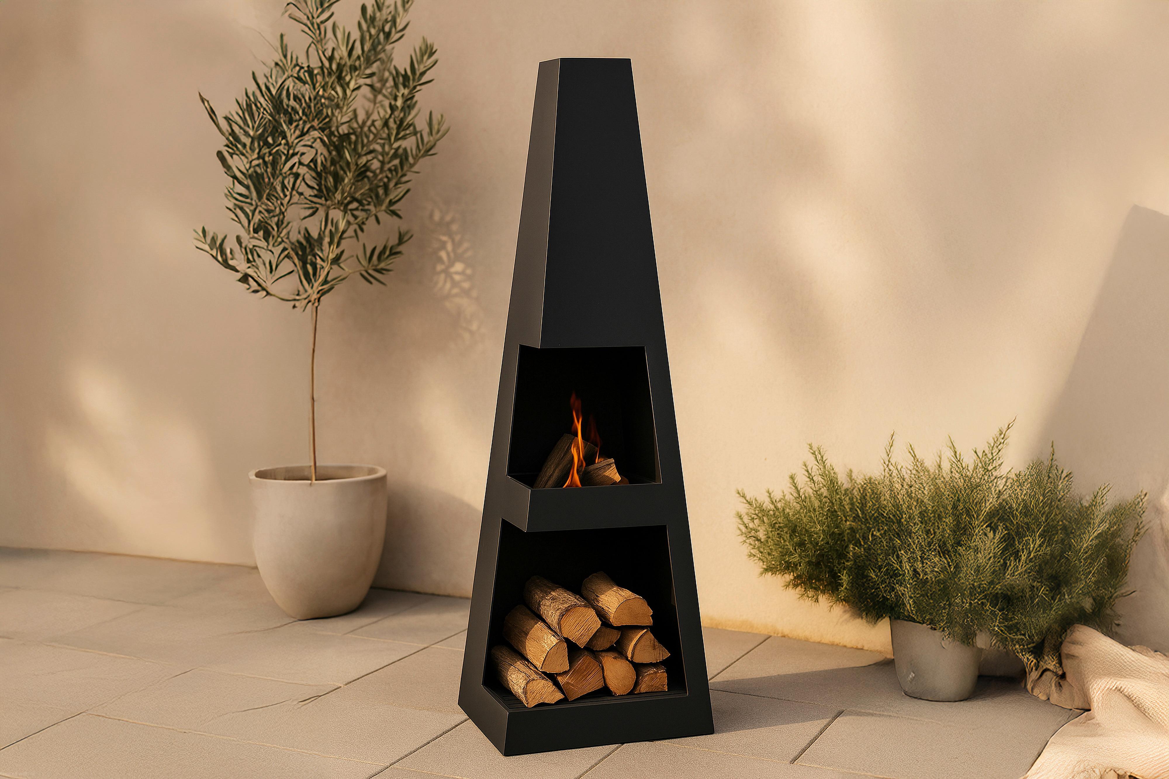 Feuerstelle Bastian - Schwarz, KONVENTIONELL, Metall (40/120/40cm) - Gardenson