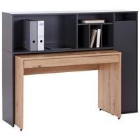 Schreibtisch mit Stauraum B: 150 cm Anthrazit/Eiche Dekor - Anthrazit/Eiche Artisan, MODERN, Holzwerkstoff (150/118,7/52,8cm)