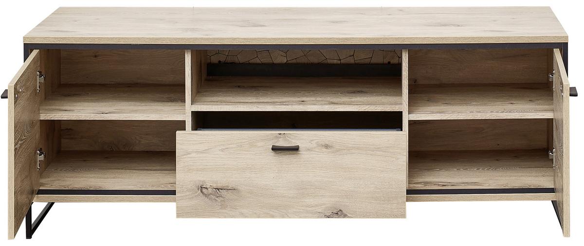 Tv-element Ruben - Eichefarben/Schwarz, KONVENTIONELL, Holzwerkstoff/Metall (160/61/49cm) - Livetastic
