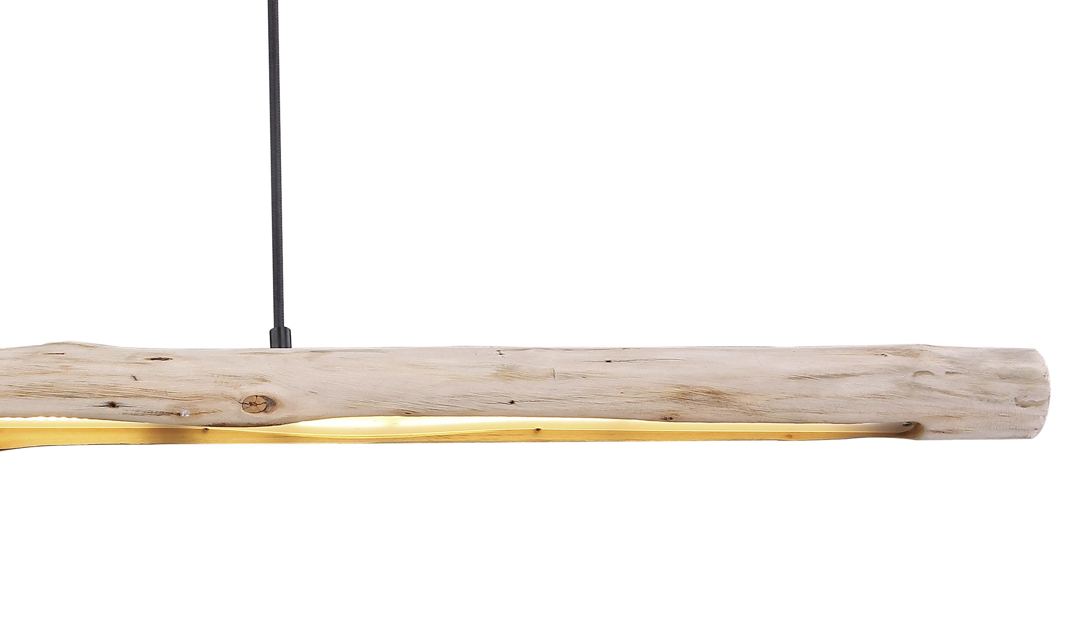 Hängeleuchte Mella H: 150 Cm 1-Flammig - Schwarz/Naturfarben, Basics, Holz/Metall (120/7/150cm) - Globo