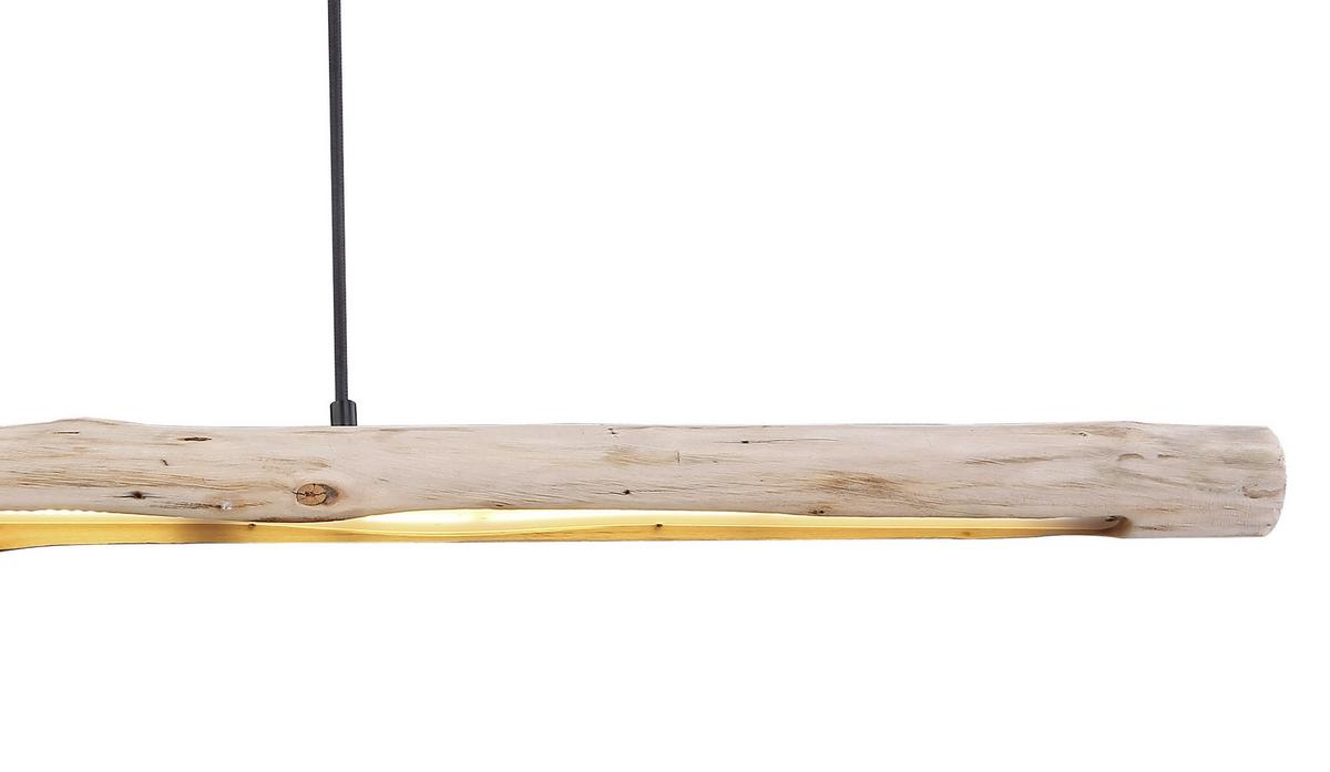 Hängeleuchte Mella H: 150 Cm 1-Flammig - Schwarz/Naturfarben, Basics, Holz/Metall (120/7/150cm) - Globo