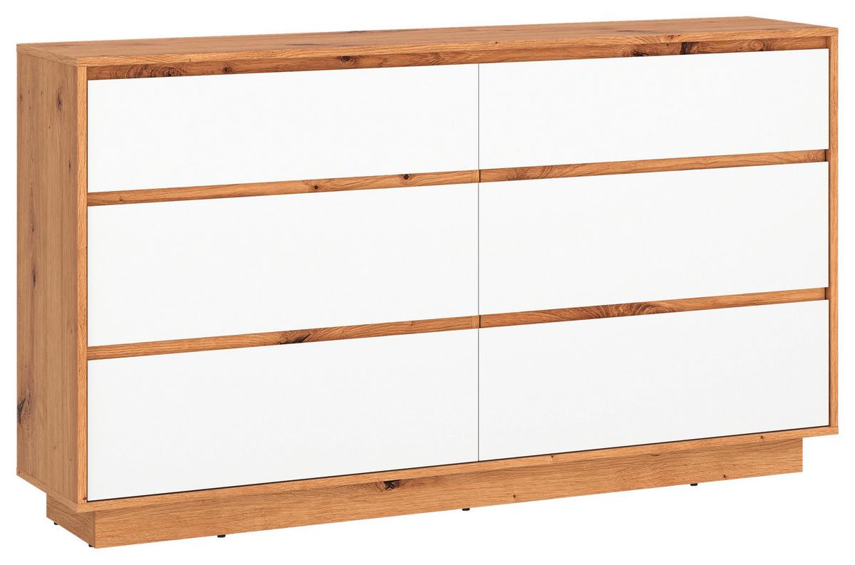 Sideboard Foggia Eiche Artisan B: 153,4 Cm - Schwarz/Weiß, Trend, Holzwerkstoff (153,4/89,5/40cm)