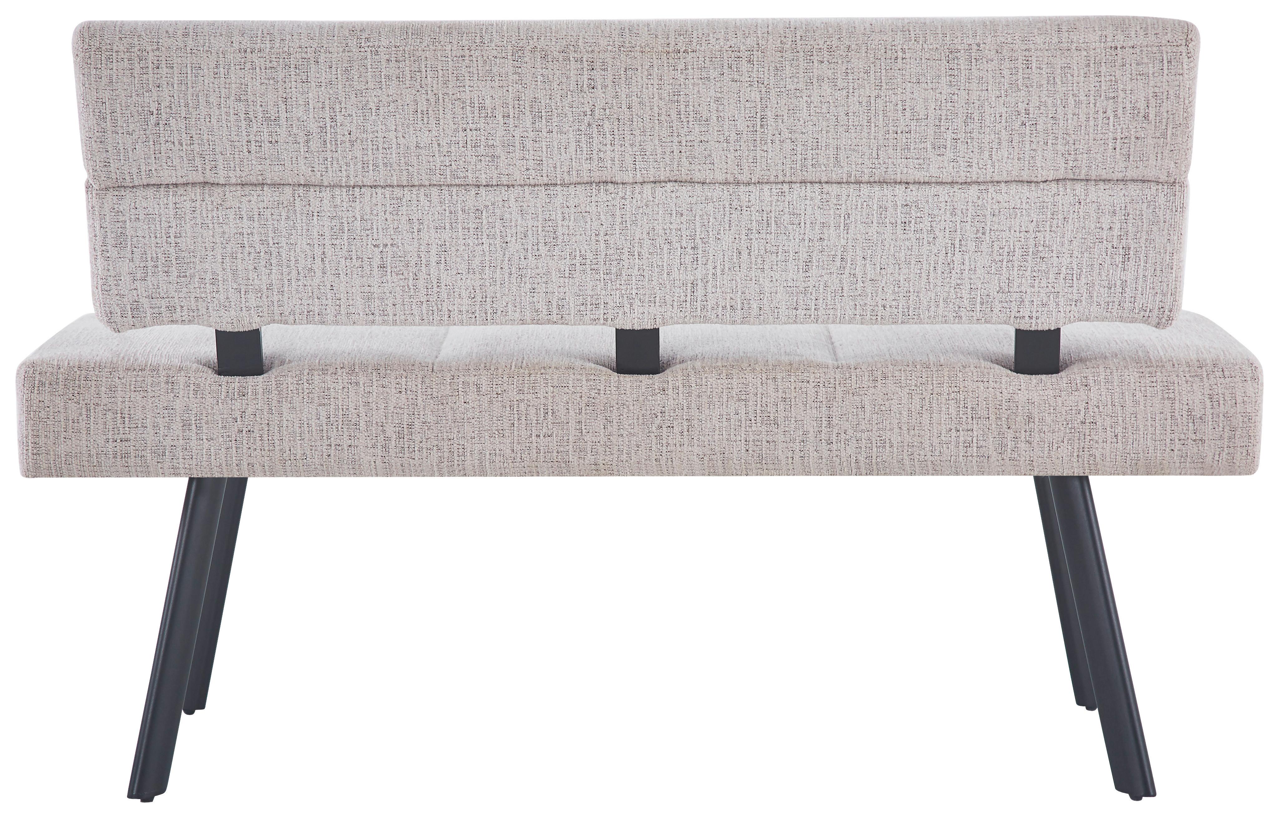 Sitzbank Paros Mit Lehne Beige, B: 140 Cm - Beige/Schwarz, KONVENTIONELL, Textil/Metall (140/88/62cm) - MID.YOU