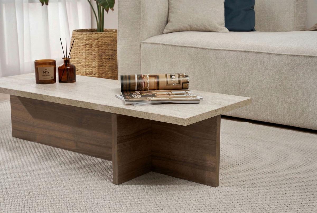 COUCHTISCH Beige/Wallnussfarben B: 120cm - Elfenbein/Walnussfarben, MODERN, Holzwerkstoff (120/30/45cm)