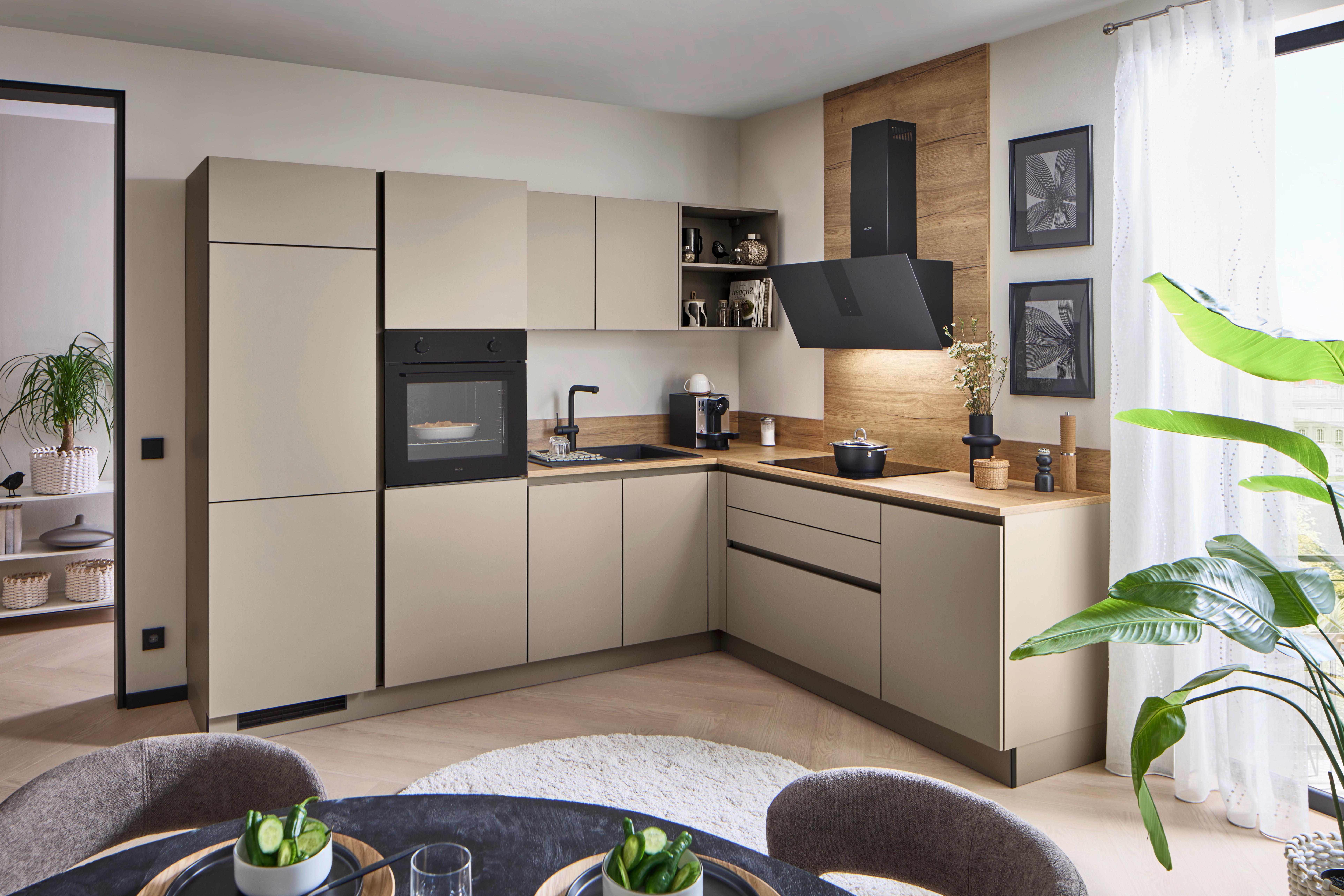 Eckküche Win - Eichefarben/Creme, MODERN, Holzwerkstoff (278,2/205,2cm) - Express-Kuechen