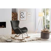 Schaukelstuhl Dunkelgrau B: 75 Cm - Eichefarben/Dunkelgrau, MODERN, Textil/Metall (75/106/102cm) - Livetastic