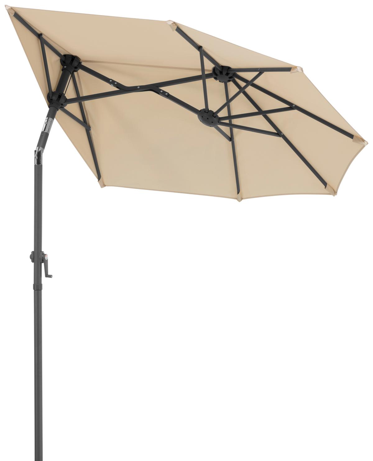 Ampelschirm Salerno Mezza BxHxT: 150x228x150 cm Naturfarben - Anthrazit/Naturfarben, Basics, Textil/Metall (150/228/150cm) - Schneider