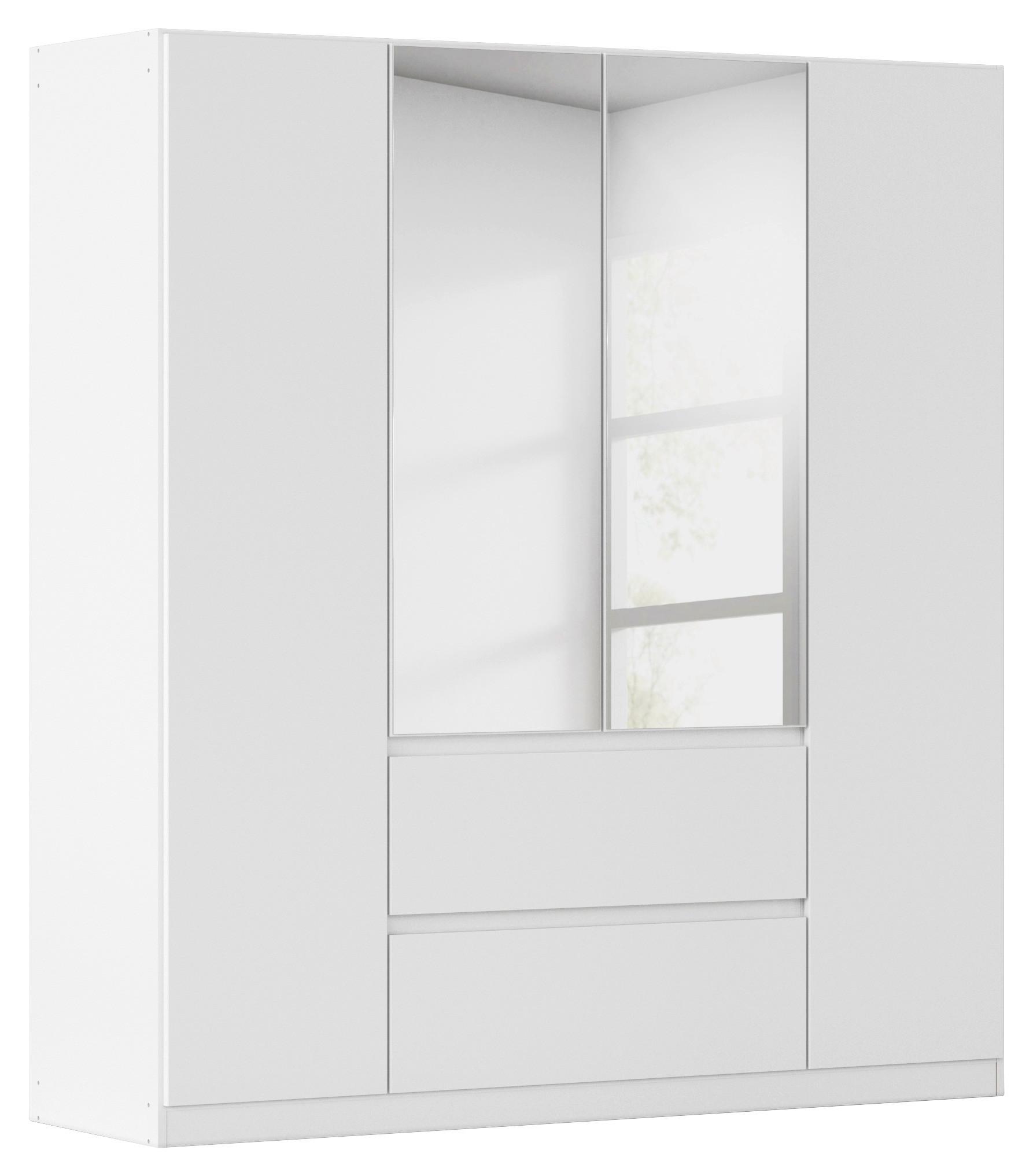 Drehtürenschrank Mit Spiegel 181cm Nidda Weiß/Silber