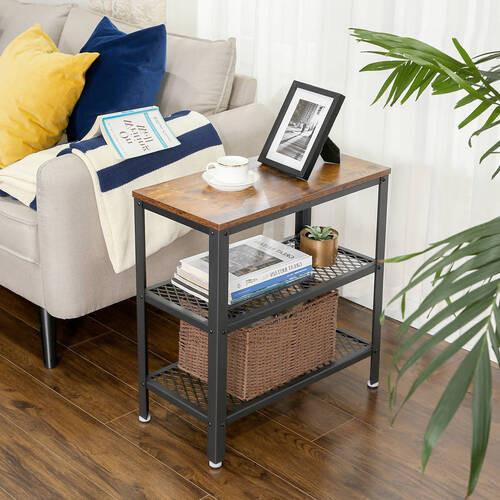 Beistelltisch mit Ablagefächer Braun, Schwarz - Schwarz/Braun, Trend, Holzwerkstoff/Metall (60/30/60cm) - Boxxx