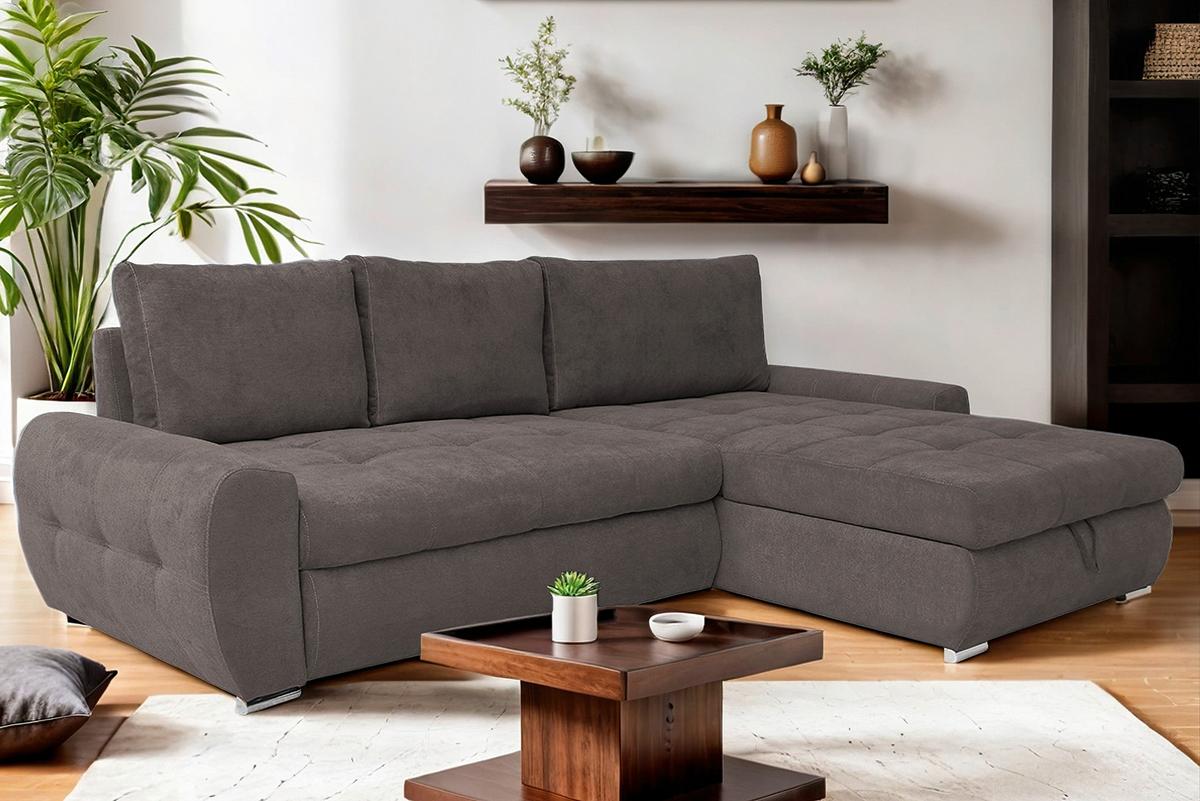 Ecksofa Mit Schlaffunktion Solar Braun 277x175 Cm - Chromfarben/Braun, Design, Textil (277/175cm) - Livetastic