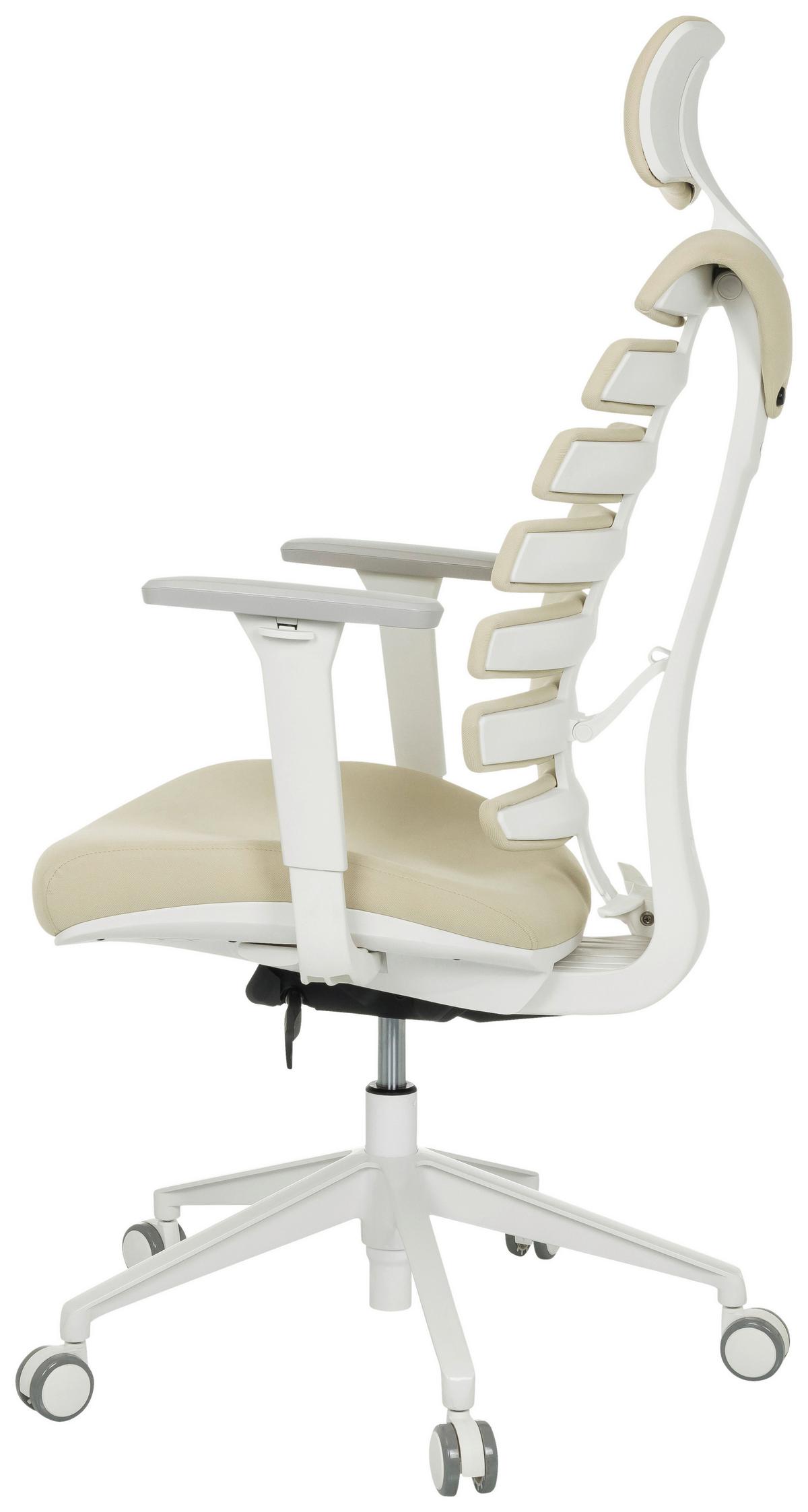 Drehstuhl Ergo Line W Beige B: 67 Cm - Beige/Weiß, MODERN, Kunststoff/Textil (67/116 - 133/65cm) - MID.YOU