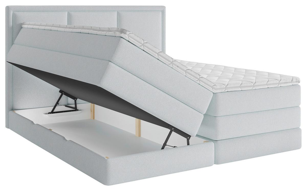 Boxspringbett mit Topper 180x220 cm Swing II K - Schwarz/Hellblau, Design, Holz/Holzwerkstoff (180/220cm) - MID.YOU