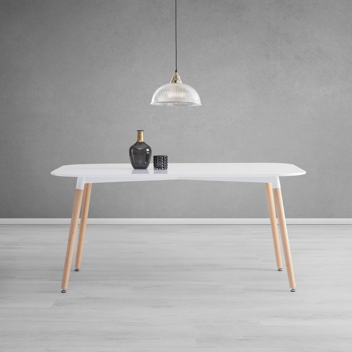 Jídelní stůl Anouk 160x90 cm - bílá/barvy buku, Moderní, dřevo/kompozitní dřevo (160/90/75cm) - Modern Living