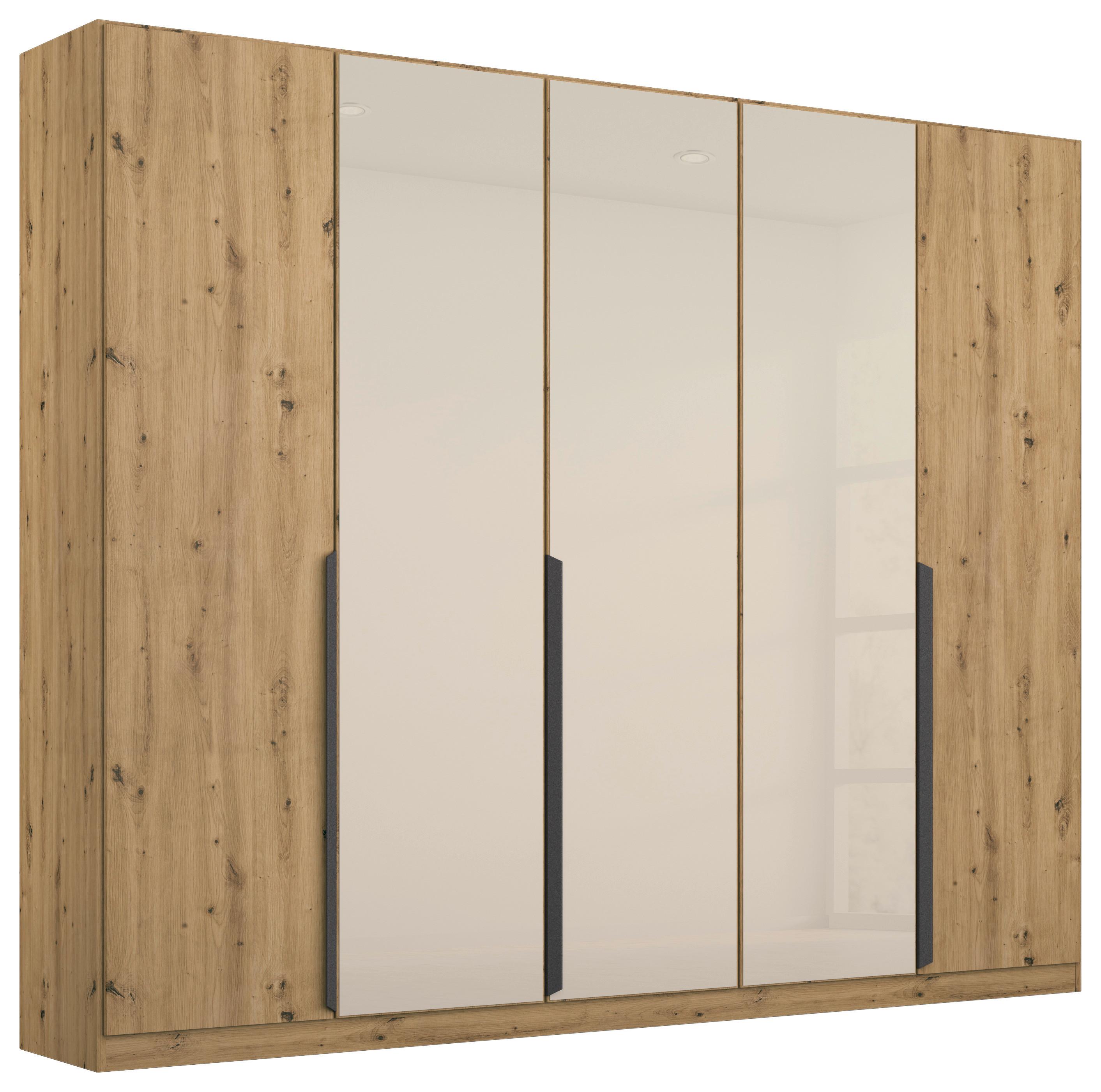 Drehtürenschrank 225cm Artemis Champagnerfarben/Eiche Dekor - Champagner/Eiche Artisan, MODERN, Glas/Holzwerkstoff (225/210/54cm) - Rauch Möbel