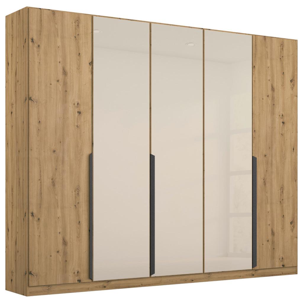 Drehtürenschrank 225cm Artemis Champagnerfarben/Eiche Dekor
