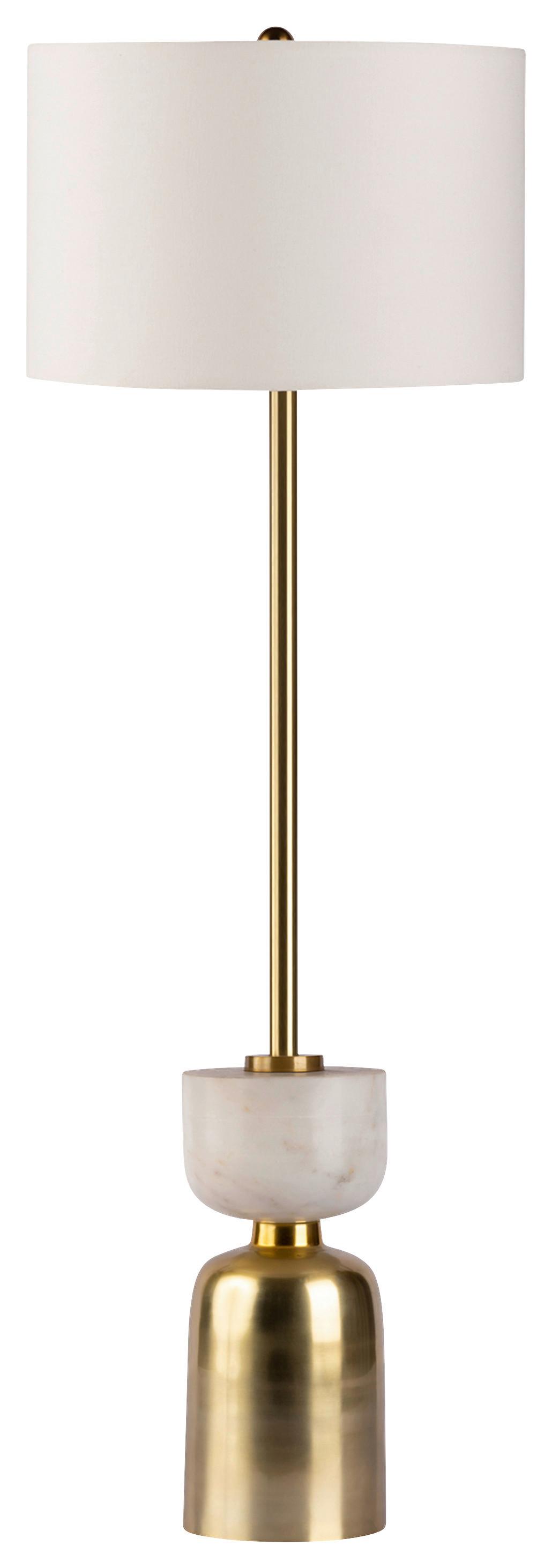 Stehleuchte Ceres 200 Weiß B: 30,5 cm - Goldfarben/Schwarz, Basics, Textil/Stein (30,5/30,5/127cm) - Kayoom