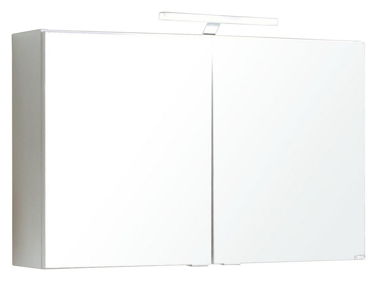 Badmöbel-set 3-tlg. Inkl. Led Siena B: 80cm, Weiß - Weiß/Silbereichenfarben, MODERN, Holzwerkstoff/Stein (80cm) - Held