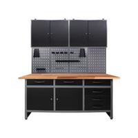 Werkbank-set Karsten B: 160 Cm Anhrazit/grau - Anthrazit/Grau, Basics, Holz/Metall (160/205/60cm)