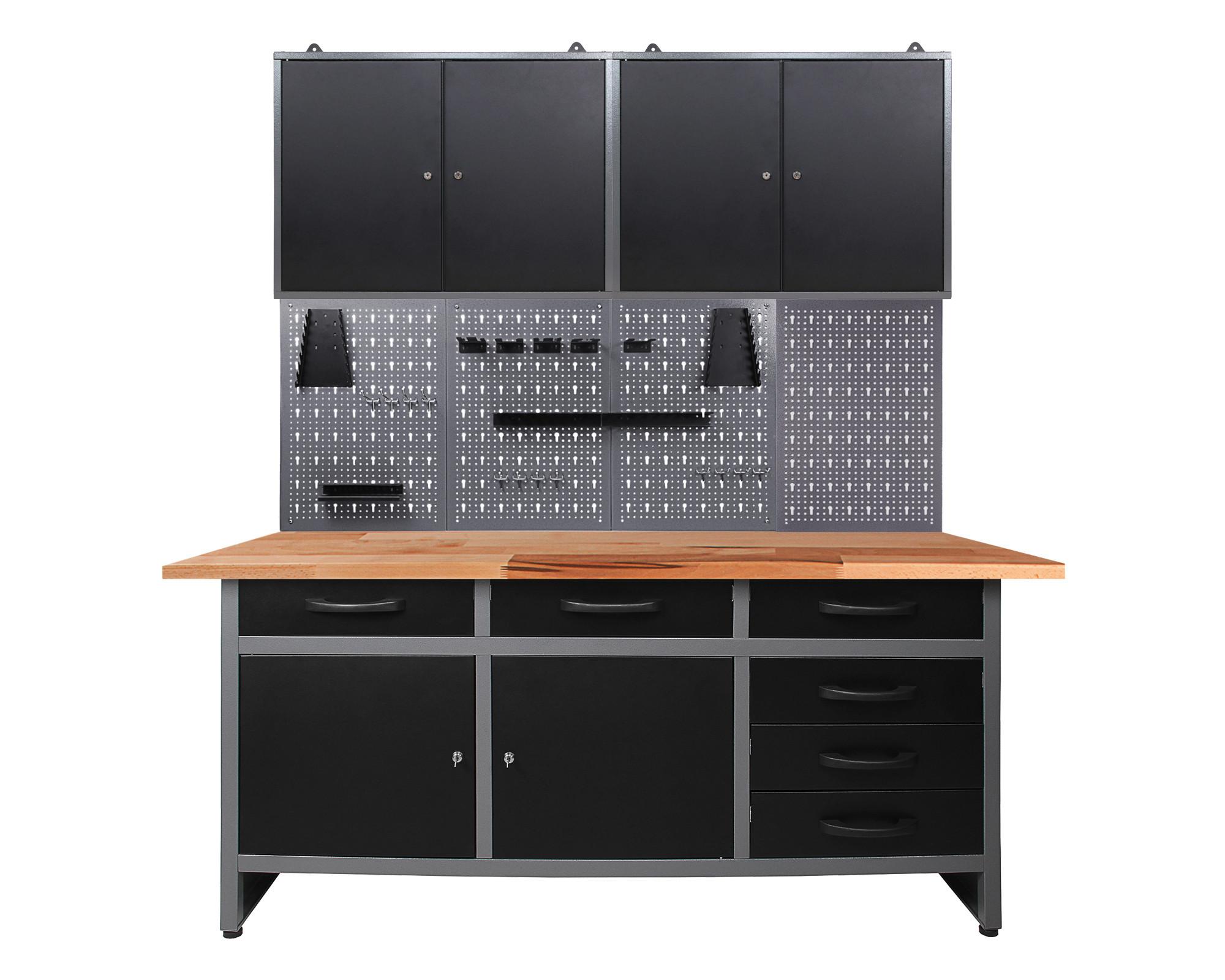 Werkbank-Set Karsten B: 160 cm Anhrazit/Grau