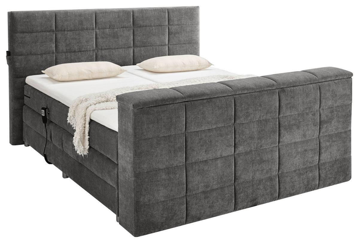 Boxspringbett Mit Topper 180x200 Cm Denver - Dunkelgrau, KONVENTIONELL, Textil (180/200cm) - Carryhome