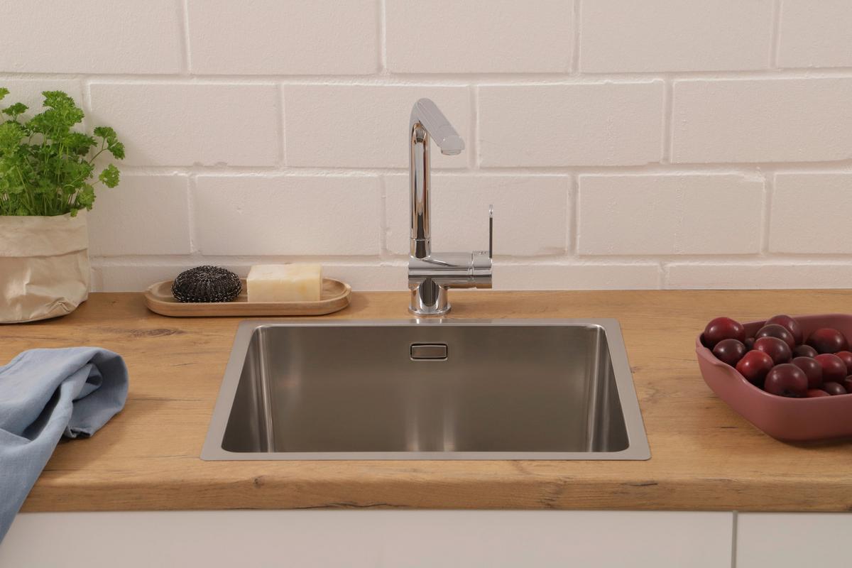 Spüle Respekta Inox Edelstahl Bxt: 49x44 Cm - Edelstahlfarben, Trend, Metall (49/22,5/44cm) - Respekta