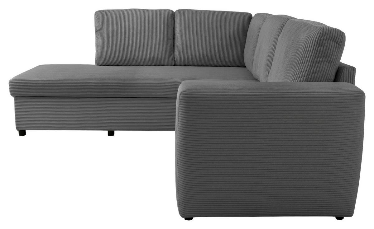 Ecksofa mit Schlaffunktion Toulouse anthrazit, 206x224cm - Anthrazit/Schwarz, Trend, Holz/Textil (206/224cm)