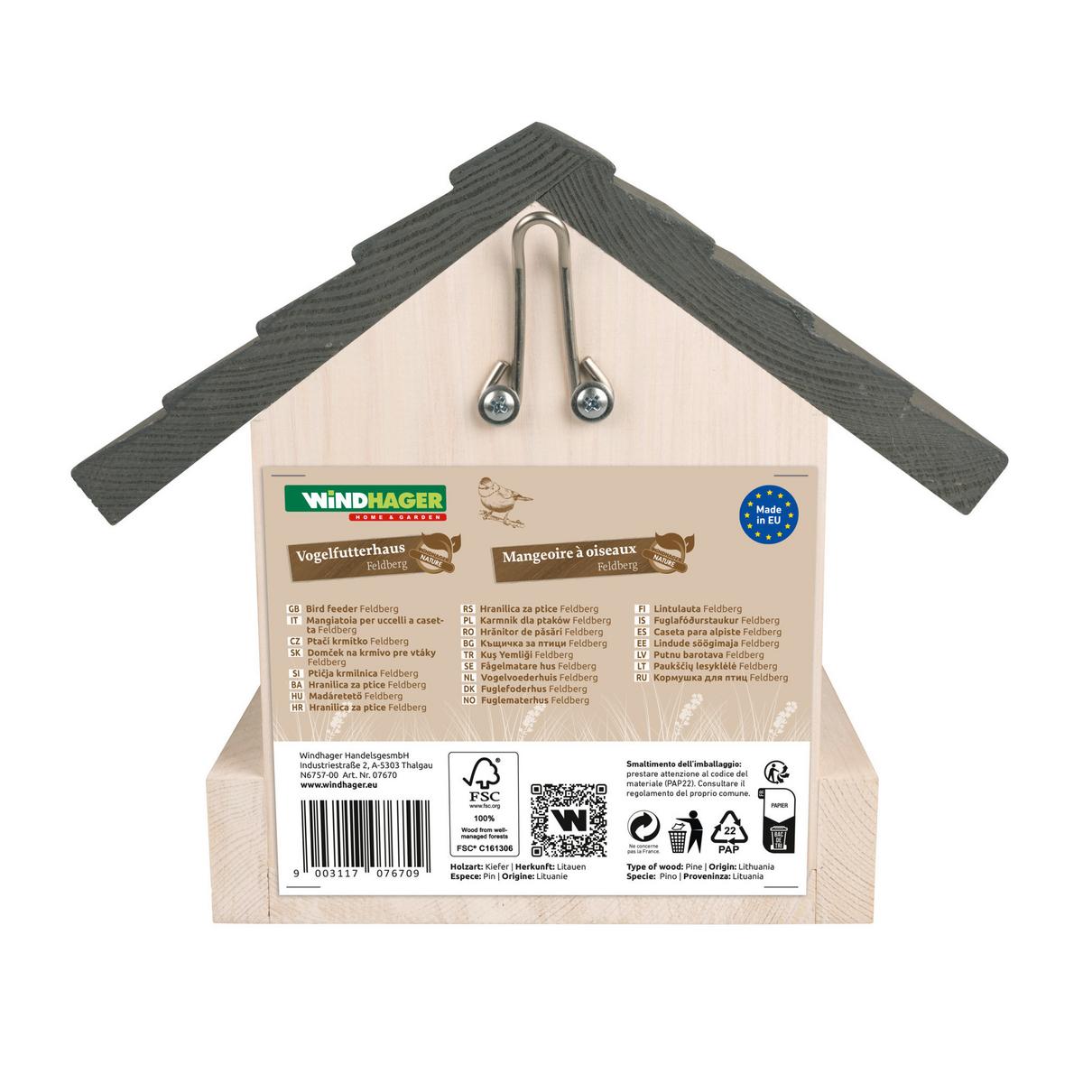 Vogelfutterhaus Feldberg Kiefer - Weiß, Basics, Holz (23,5/20,5/21cm) - Windhager