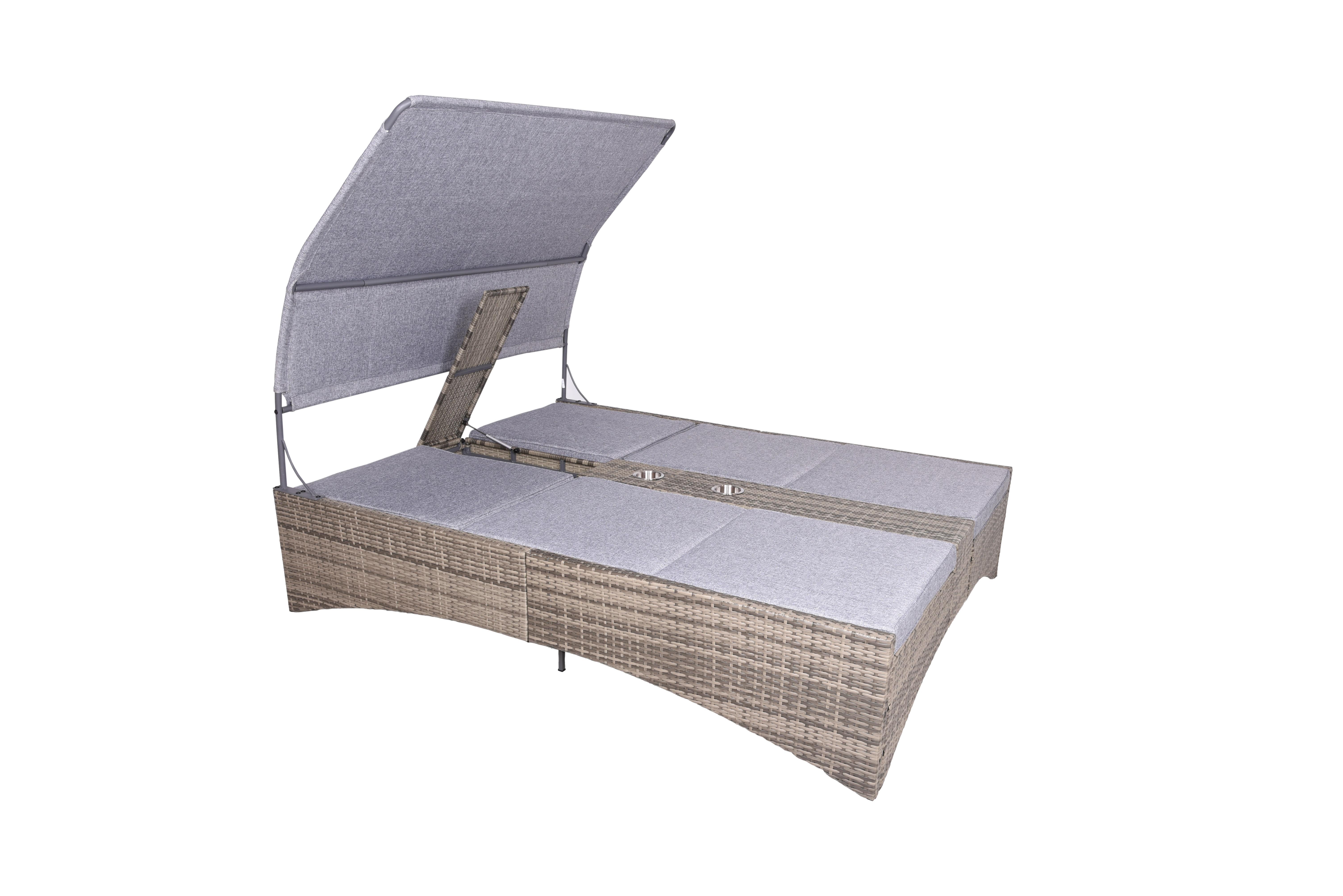 Doppelliege Pescara - Schwarz/Grau, Basics, Kunststoff/Textil (160/163/200cm) - Gardenson