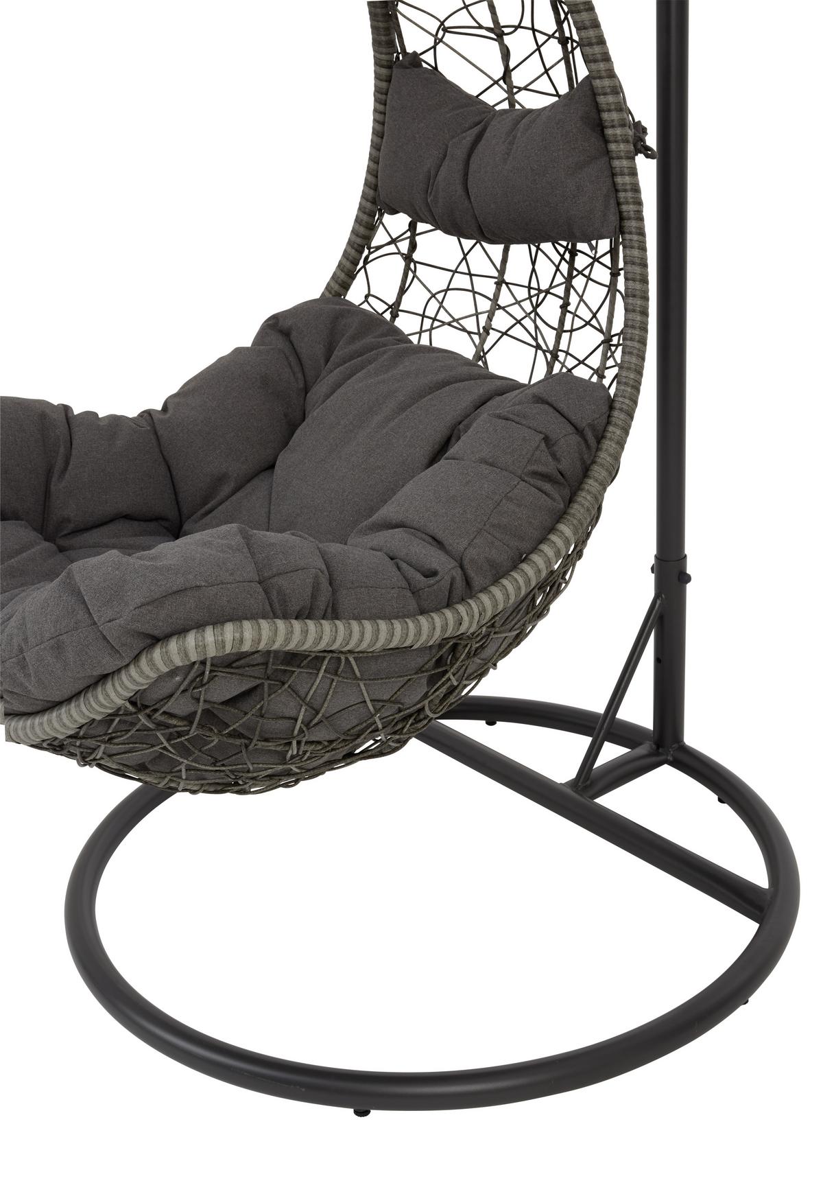 Függőfotel Kim - fekete/szürke, Modern, műanyag/textil (100/199/100cm) - Luca Bessoni