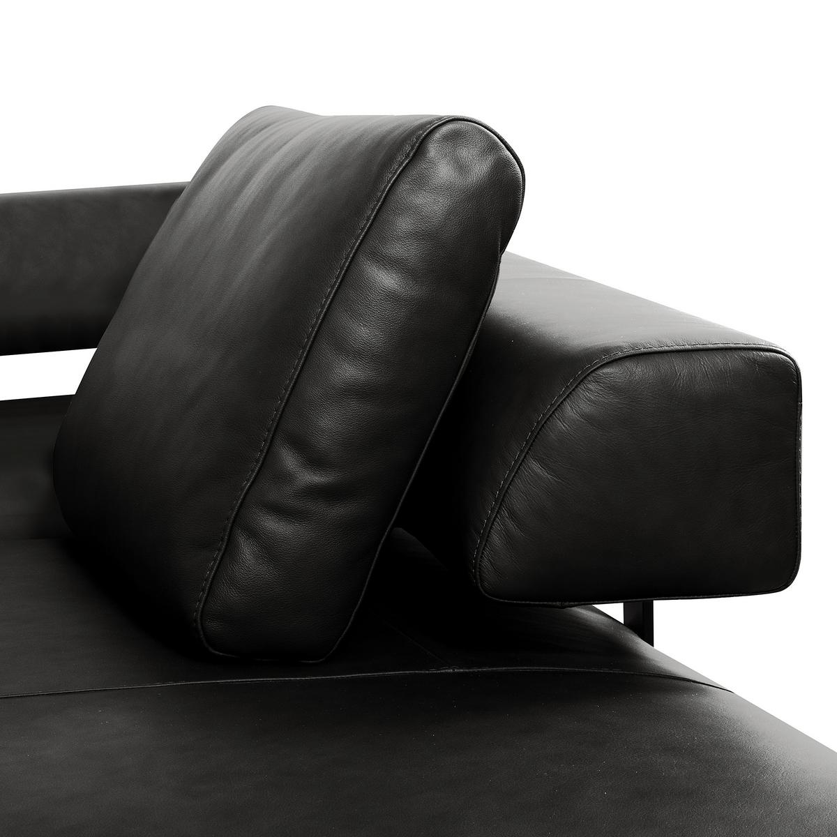 Ecksofa Como Echtleder Schwarz 306x237 - Schwarz/Grau, Design, Leder (306/237cm) - Livetastic