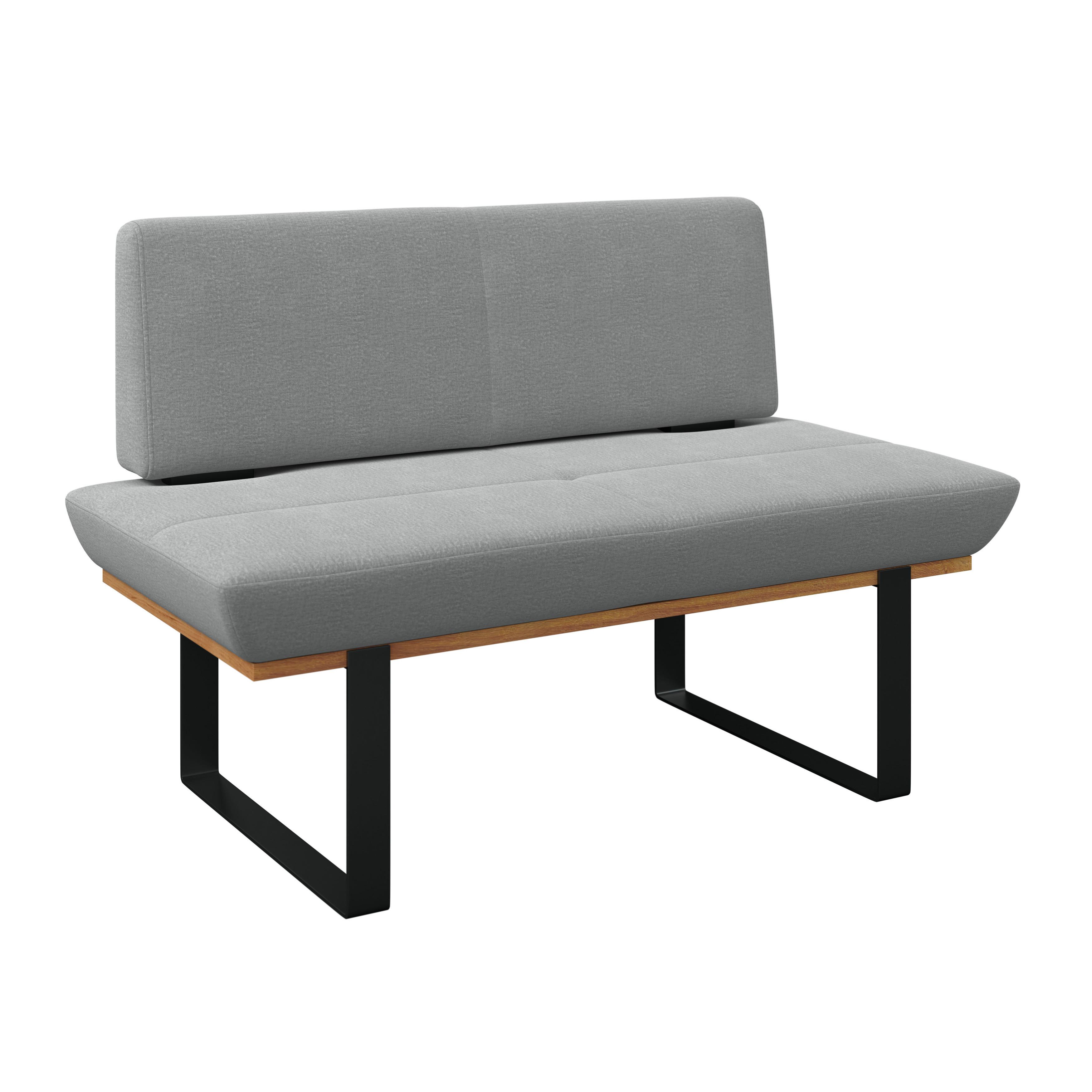 Sitzbank Tristan Webstoff hellgrau, B: 130cm - Hellgrau/Schwarz, MODERN, Holz/Textil (130/48/90cm) - James Wood