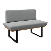 Sitzbank Tristan Webstoff hellgrau, B: 130cm - Hellgrau/Schwarz, MODERN, Holz/Textil (130/48/90cm) - James Wood